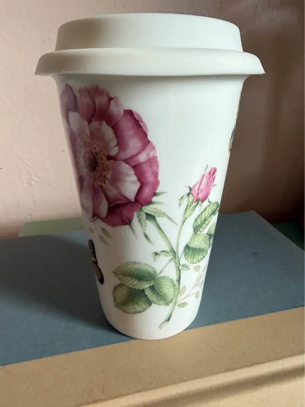 Lenox Butterfly Meadow Porcelain Travel Mug with Lid